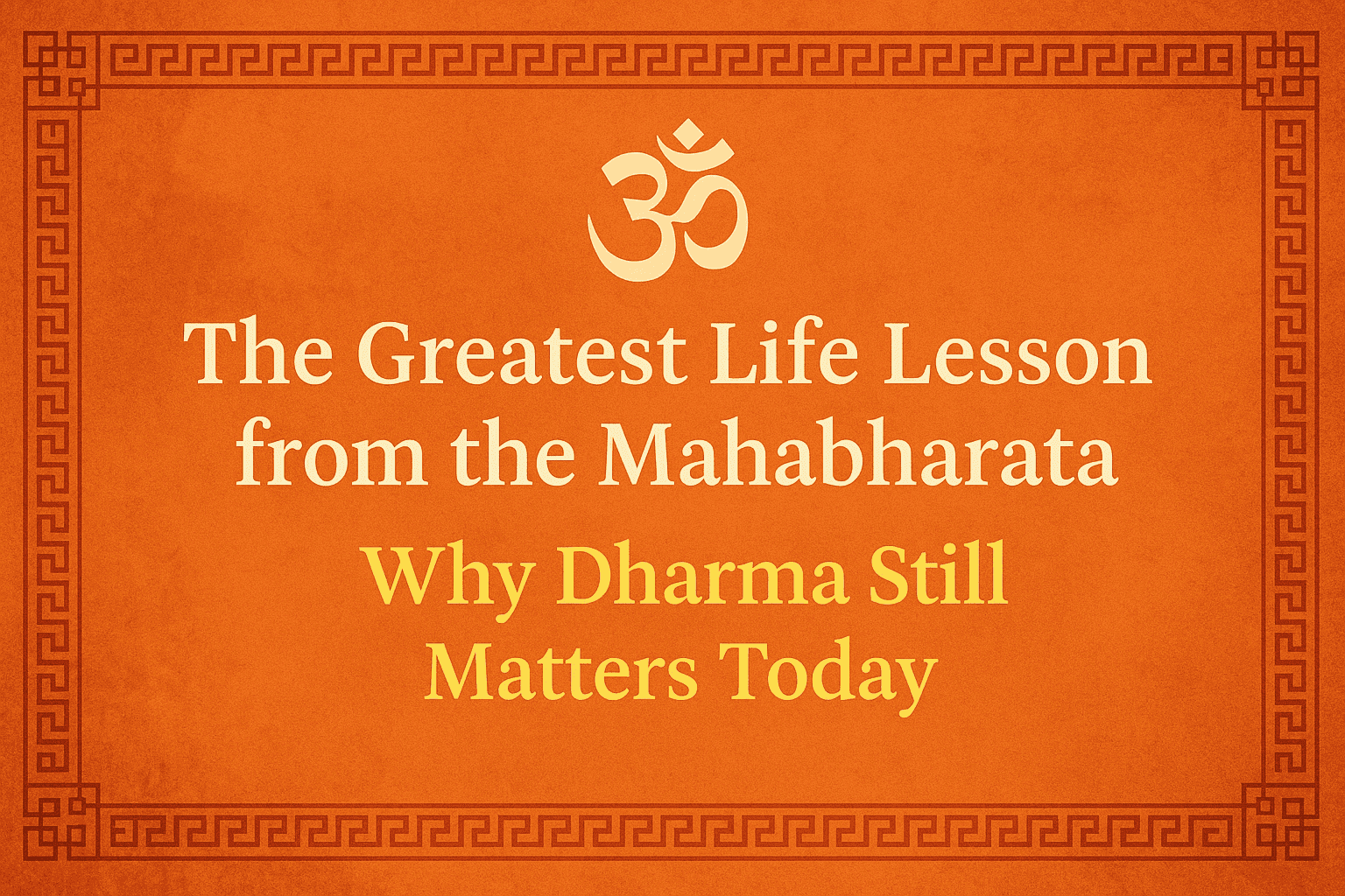 The Greatest Life Lesson from the Mahabharata: Why Dharma Still Matters Today
