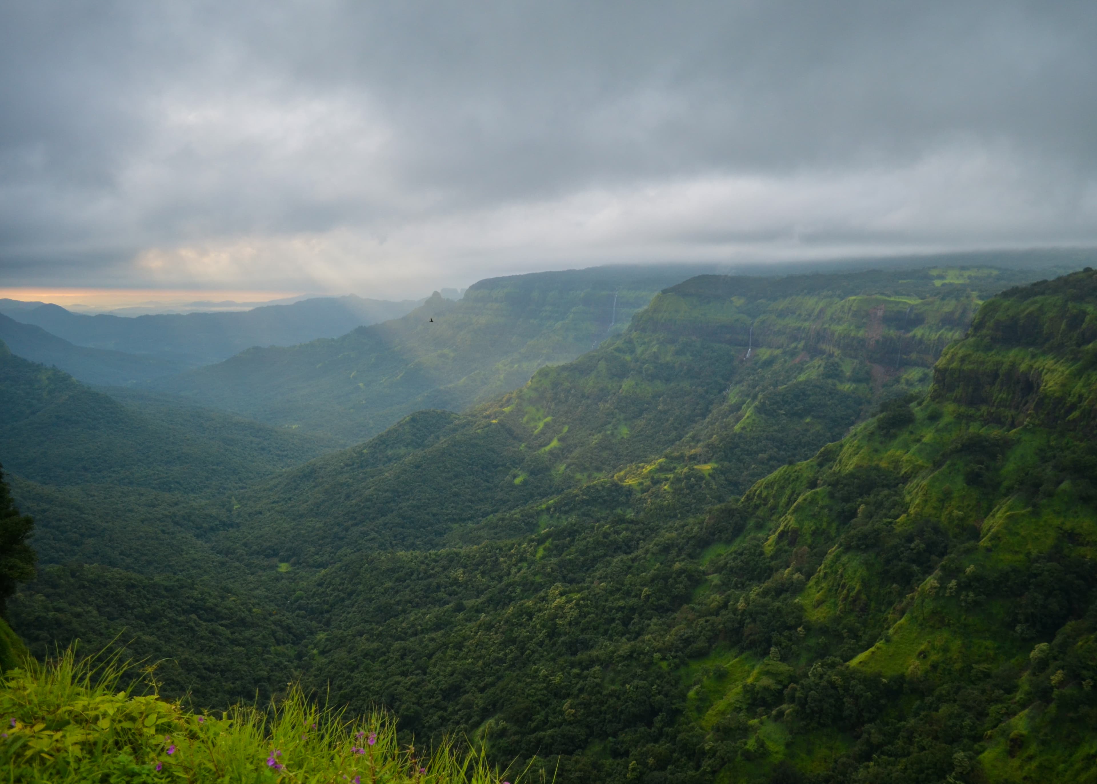 Sun rays over the Amboli Ghats in the Western Ghats